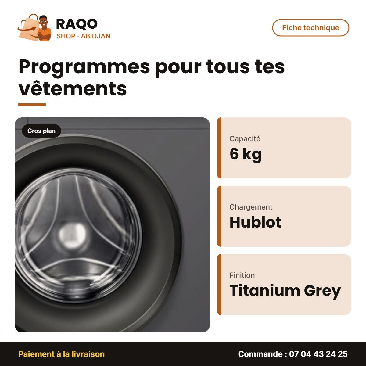 Machine à Laver 6kg Hisense – Front Load – Titanium Grey – A++ | WFVB6010MT