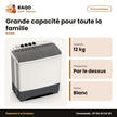 Machine à Laver 12kg Midea – Top Load – Twin Tub – Blanc | MT100W120/WG