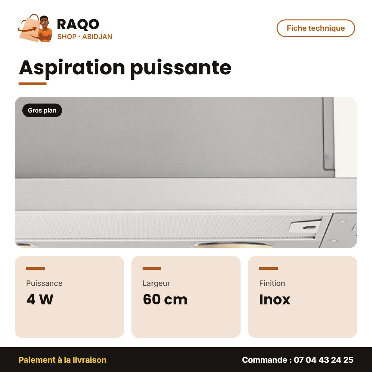 Hotte Beko 60cm Telescopique Acier Inox 3 Niveaux de Puissance – 2 AMPOULES(4W) | BEKO_CTB6407X