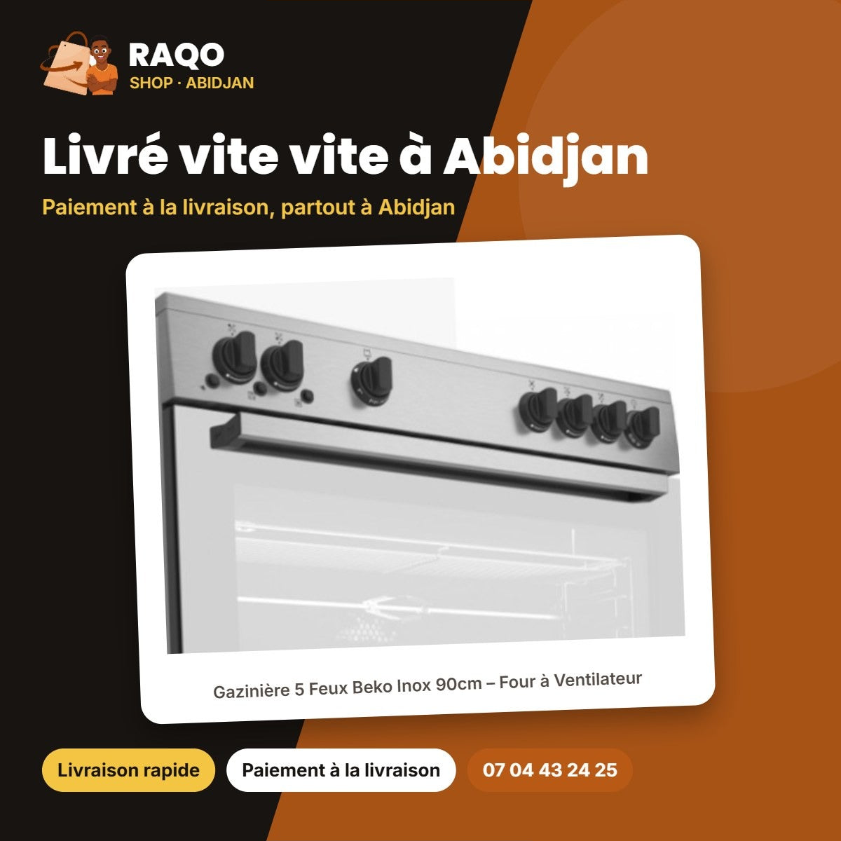 Gazinière 5 Feux Beko Inox 90cm – Four à Ventilateur | BEKO_GGR15115DXNS