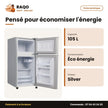 Réfrigérateur Double Porte Nasco – 105LT(76LT Net) – Silver – Economie D'energie | NASF2-105FL