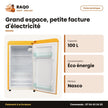 Petit Réfrigérateur Nasco Retro 1 Porte Jaune 100L (76L Net) – Economie D'energie | NASF1-100RT