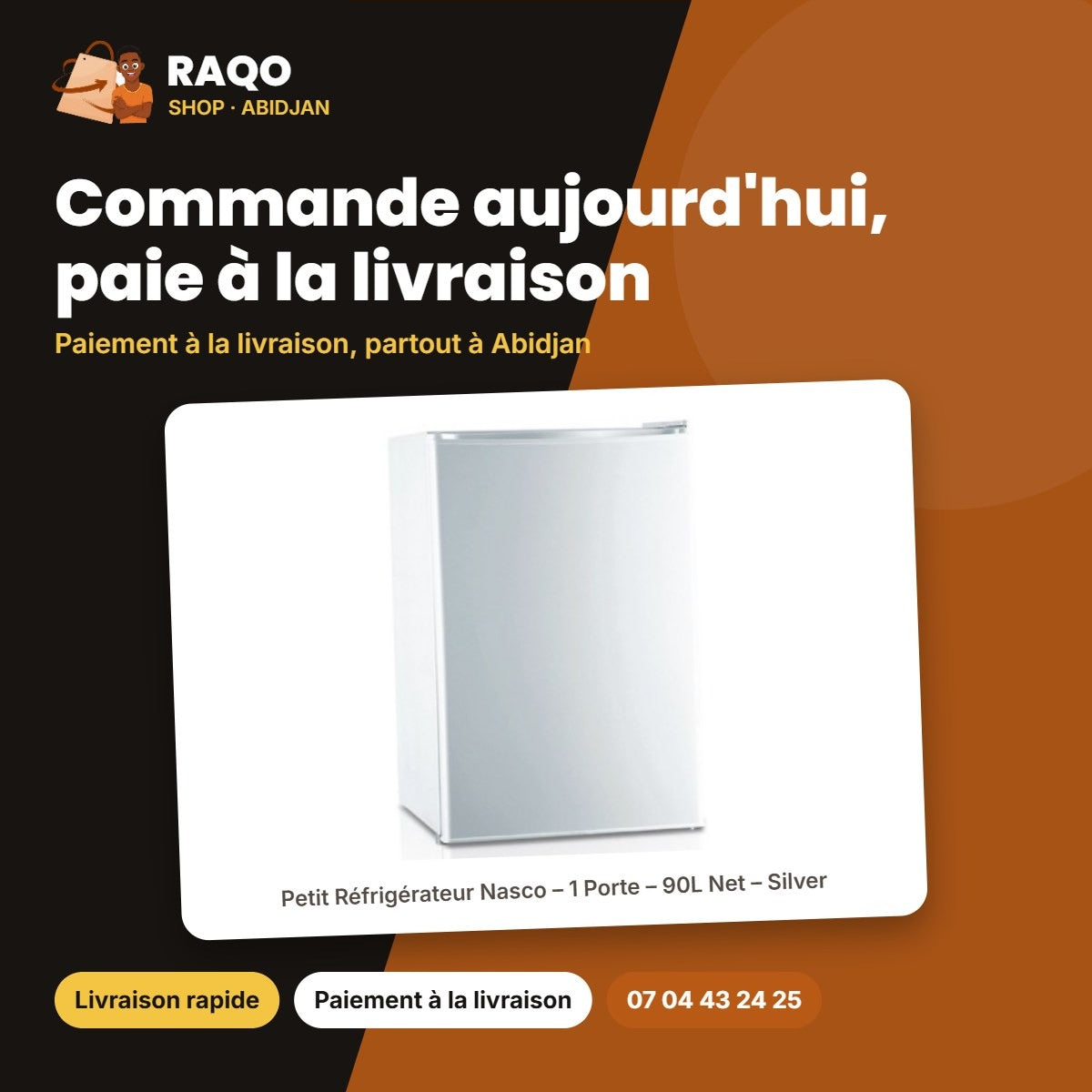 Petit Réfrigérateur Nasco – 1 Porte – 90L Net – Silver | KNASF1-100S
