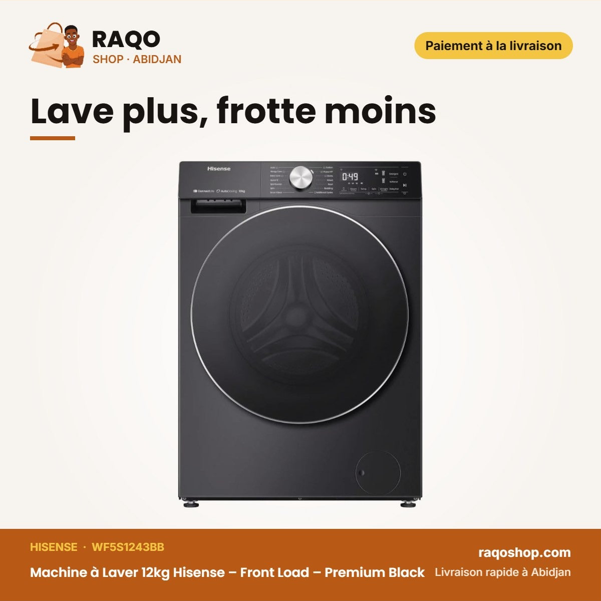 Machine à Laver 12kg Hisense – Front Load | RAQO Shop