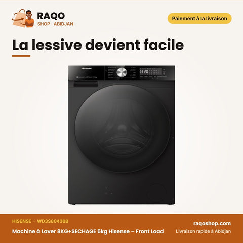 Machine à Laver 8KG+SECHAGE 5kg Hisense – Front | RAQO Shop