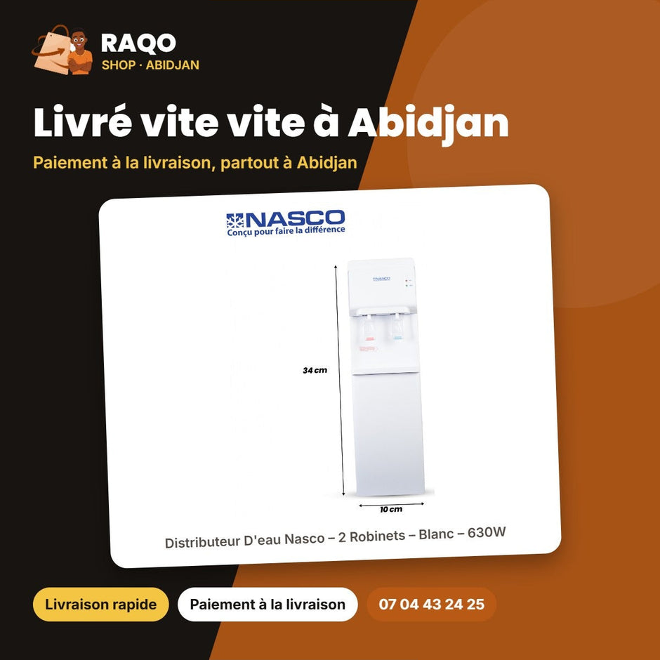 Distributeur D'eau Nasco – 2 Robinets – Blanc – 630W | NAS-YD200-W