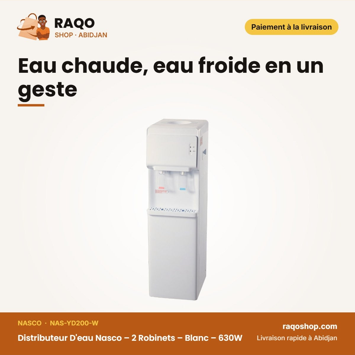 Distributeur D'eau Nasco – 2 Robinets – Blanc | RAQO Shop