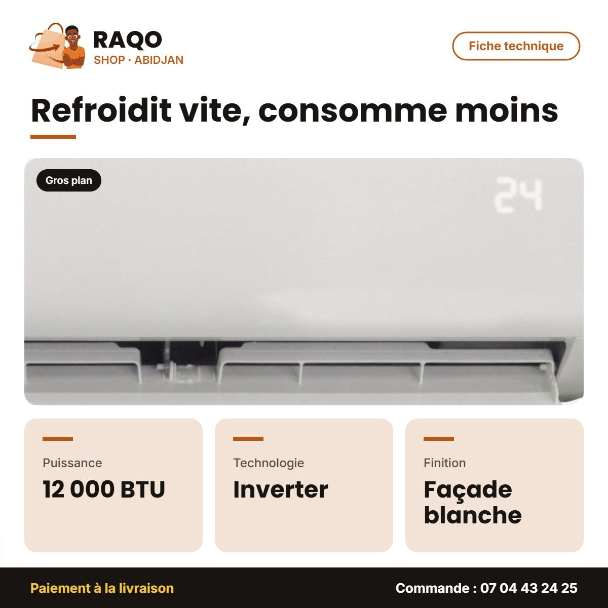 Split Carrier 12000 BTU – Façade Blanche – Inverter – Unité Extérieur 38AHC012VT | 42AHC012VT