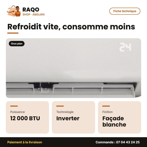 Split Carrier 12000 BTU – Façade Blanche – Inverter – Unité Extérieur 38AHC012VT | 42AHC012VT