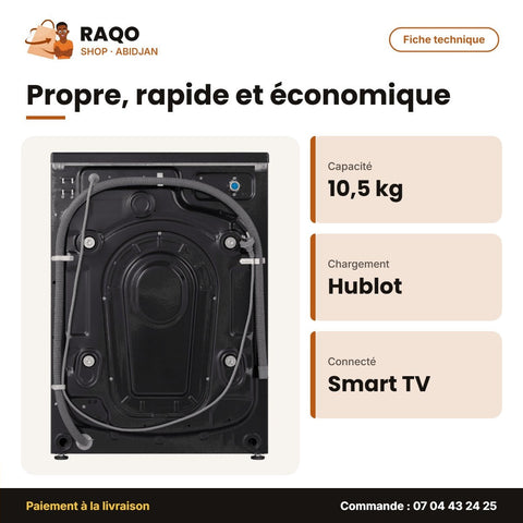 Machine à Laver 10.5kg Hisense – Front Load – Premium Black – Connect Life | WF3S1043BB