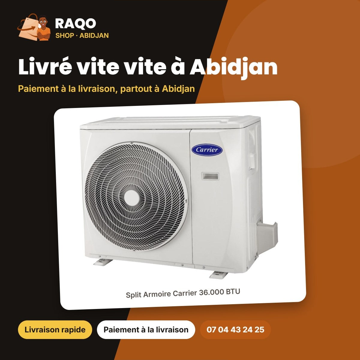 Split Armoire Carrier 36.000 BTU – Unité Extérieur 38KFL036CT – Façade Blanch | 42KFL036CT
