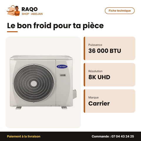 Split Armoire Carrier 36.000 BTU – Unité Extérieur 38KFL036CT – Façade Blanch | 42KFL036CT