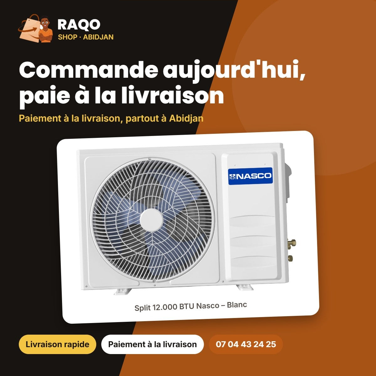 Split 12.000 BTU Nasco – Blanc | NAS-J12-N1-ECO