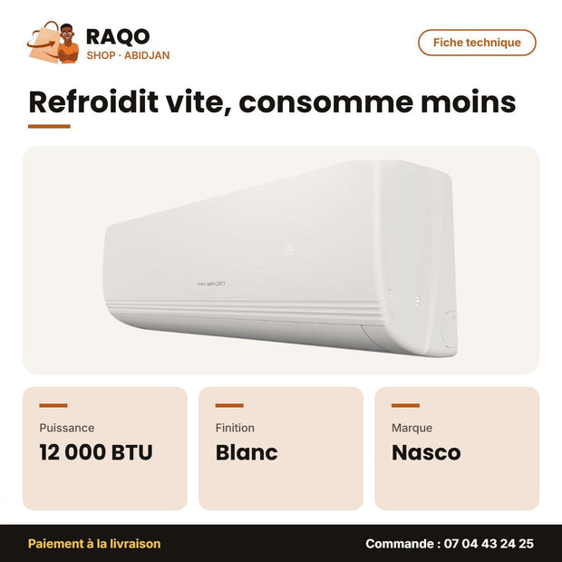 Split 12.000 BTU Nasco – Blanc | NAS-J12-N1-ECO