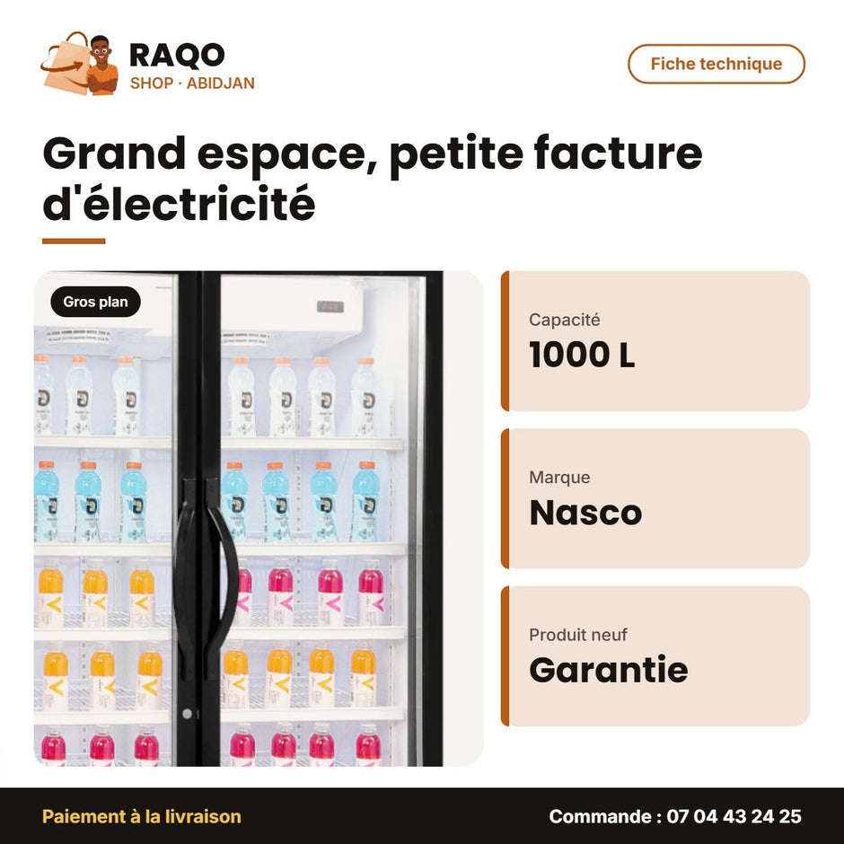 Refroidisseur Vertical Nasco – 1000L – 2 Battants Vertical | NAS-CH1250-2DR
