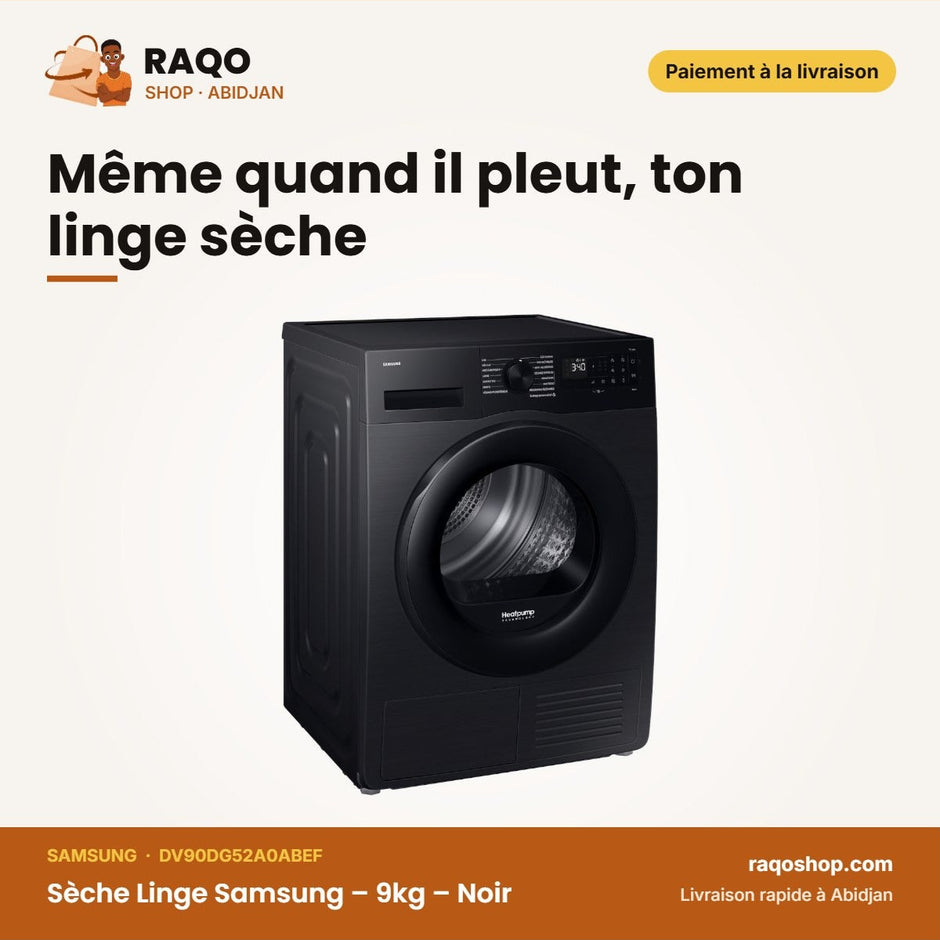 Sèche Linge Samsung – 9kg – Noir | DV90DG52A0ABEF