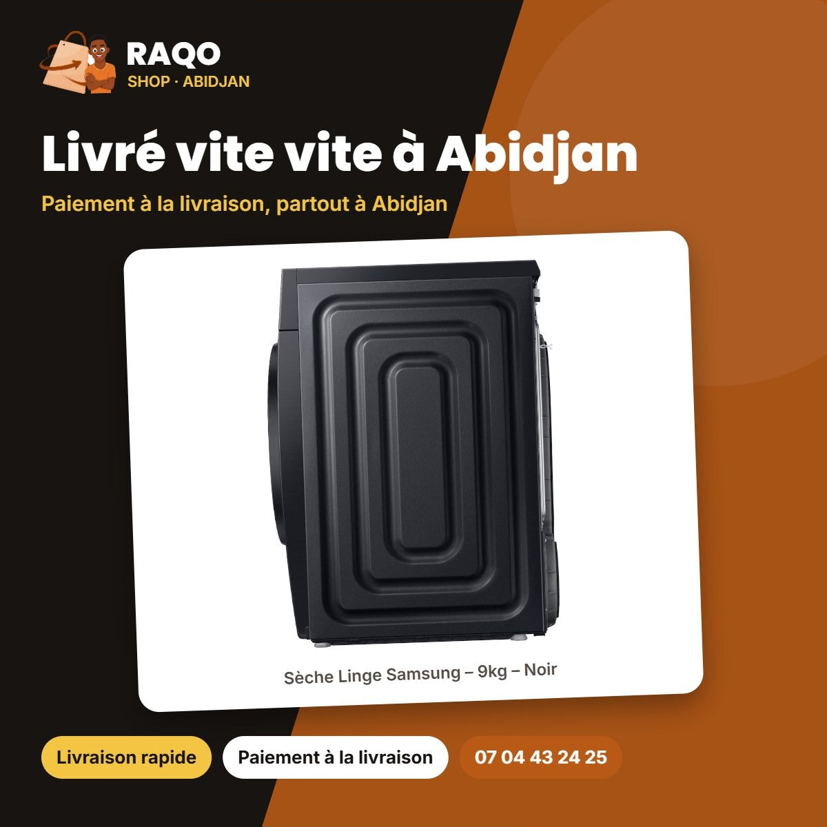 Sèche Linge Samsung – 9kg – Noir | DV90DG52A0ABEF