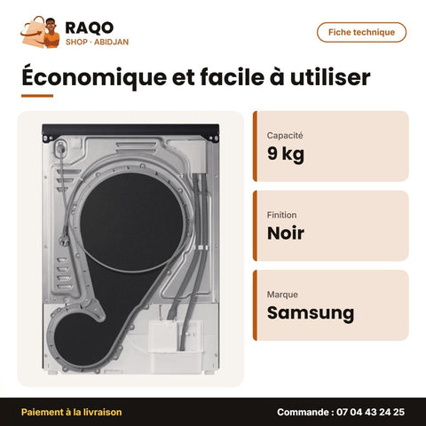 Sèche Linge Samsung – 9kg – Noir | DV90DG52A0ABEF