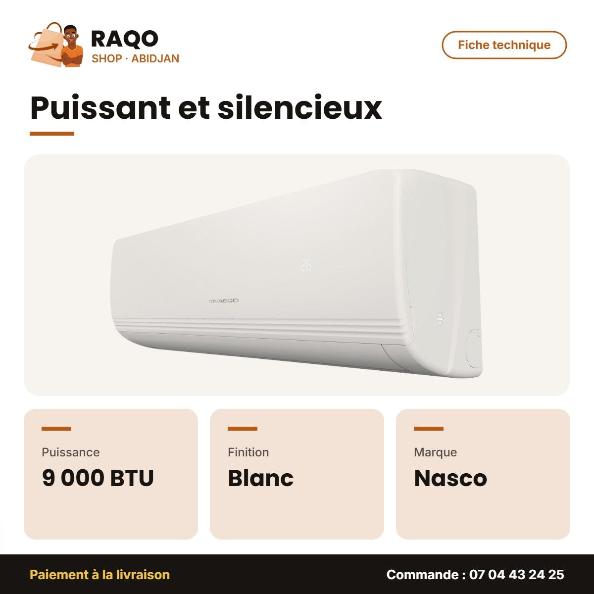 Split 9.000 BTU Nasco – Blanc | NAS-J09-N1