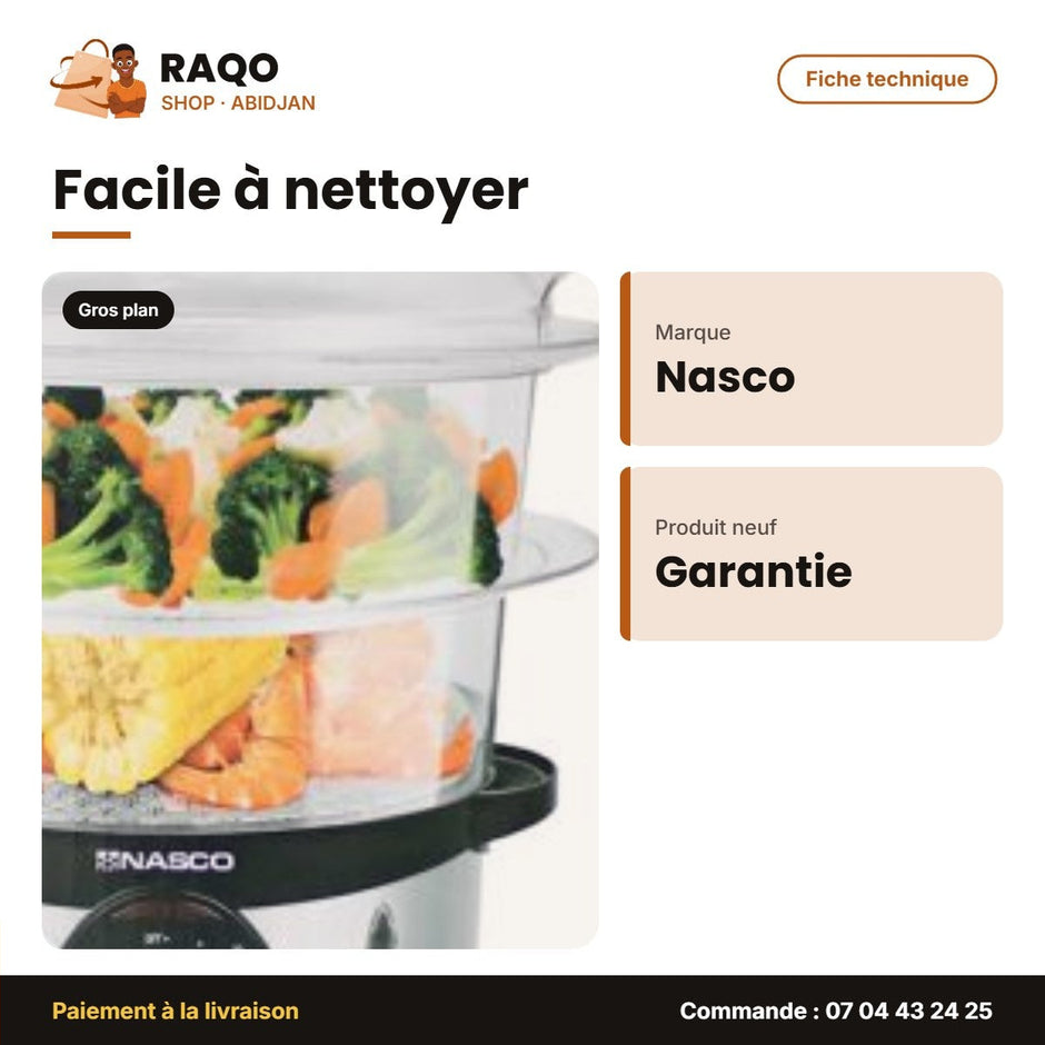 Cuiseur Vapeur Nasco (*2) – Plastic Body – Base Stainles Steel | FS1152