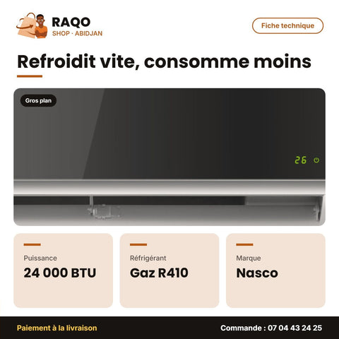 Split 24.000 BTU Nasco R410 | NAS-M24N1-MIRROR