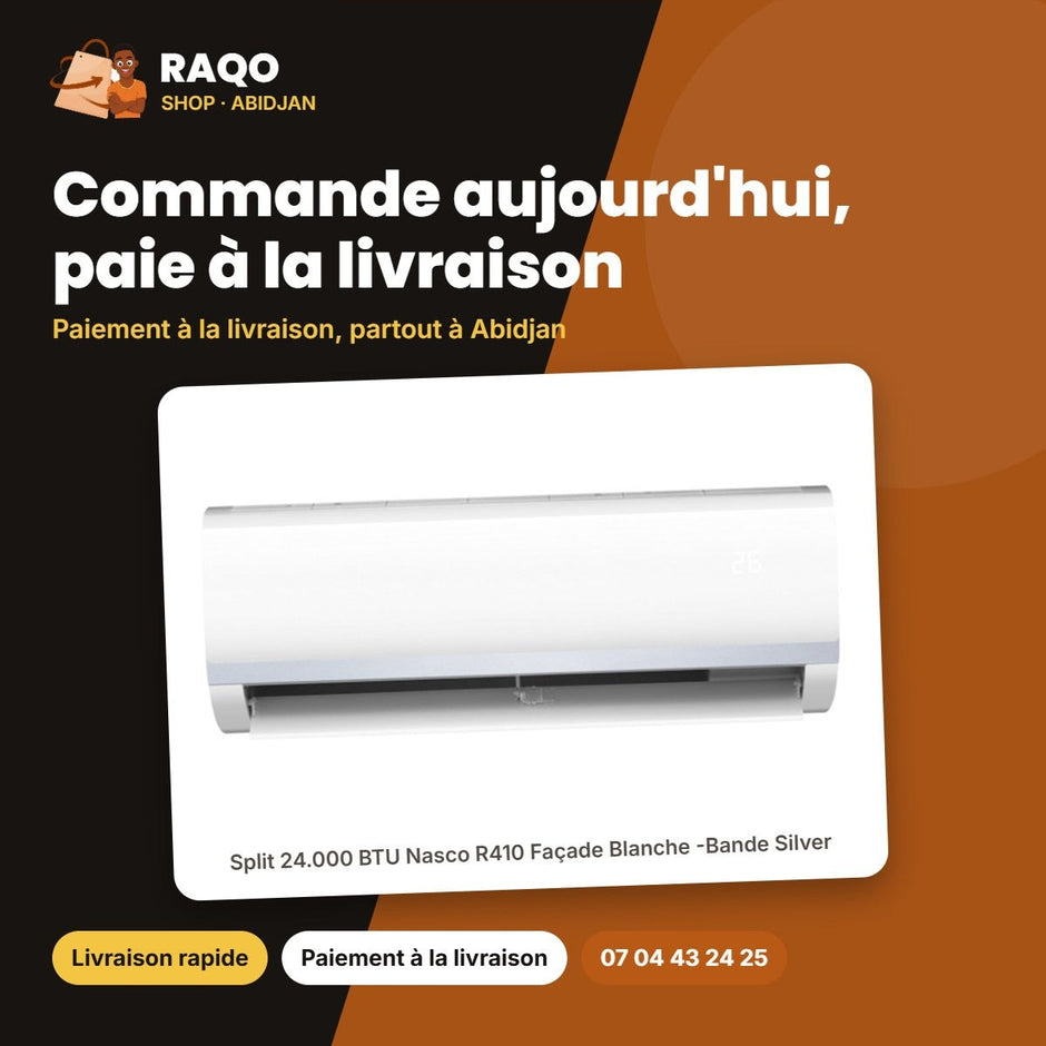 Split 24.000 BTU Nasco R410 Façade Blanche -Bande Silver | NAS-M24N1-N