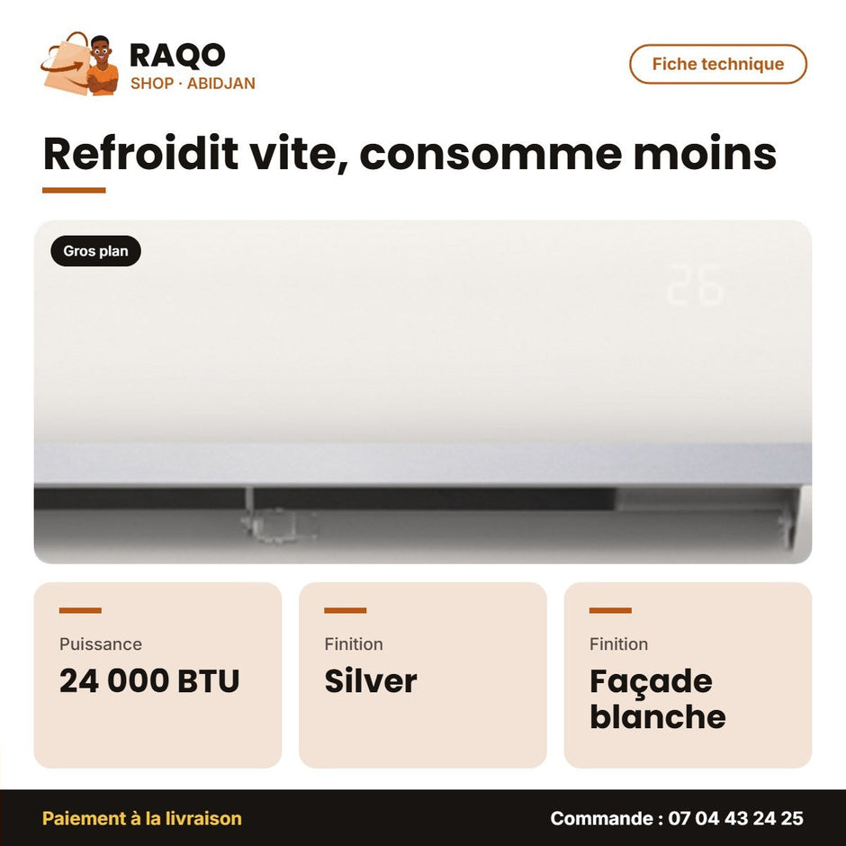 Split 24.000 BTU Nasco R410 Façade Blanche -Bande Silver | NAS-M24N1-N