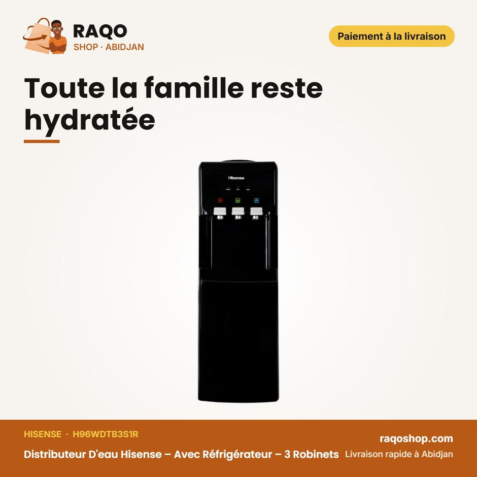 Distributeur D'eau Hisense – Avec Réfrigérateur – 3 Robinets – Noir | H96WDTB3S1R