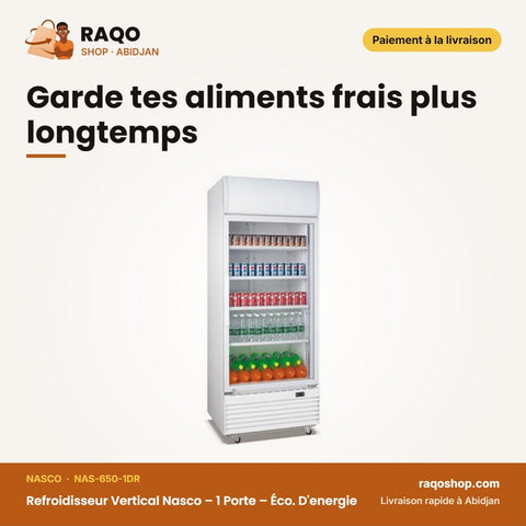 Refroidisseur Vertical Nasco – 1 Porte – Éco. D'energie – 523L Net | NAS-650-1DR