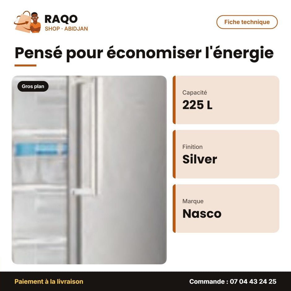 Congélateur Vertical Nasco 7 Tiroirs Silver 225L Net | HNASD1-33