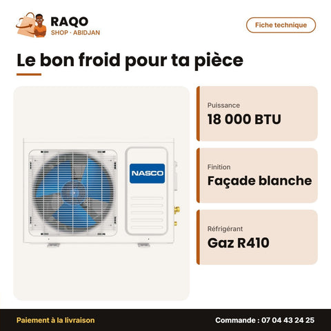 Split 18.000 BTU Virus Air Doctor Nasco R410 Façade Blanche 220V | NAS-DOC-V-18N1
