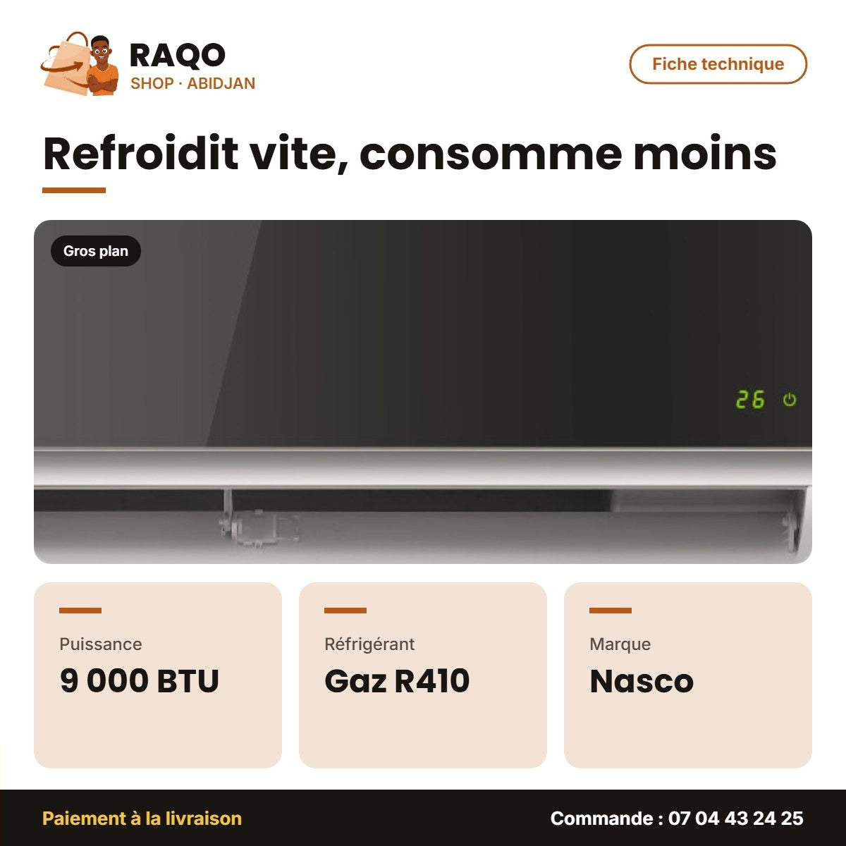 Split 9.000 BTU Nasco R410 | NAS-M9N1-MIRROR