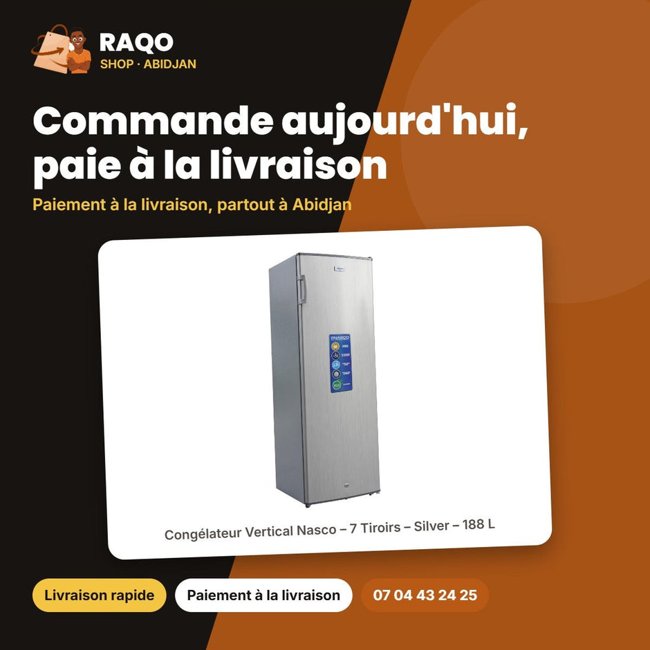 Congélateur Vertical Nasco – 7 Tiroirs – Silver – 188 L | NASD1-31-LM