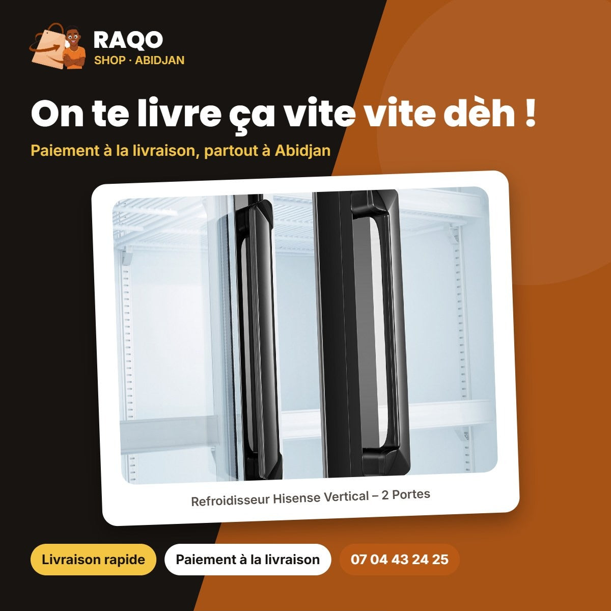 Refroidisseur Hisense Vertical – 2 Portes – Vitré-Contour Noir – 692 L | FL-81WC