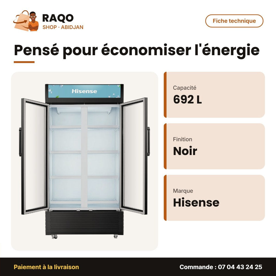 Refroidisseur Hisense Vertical – 2 Portes – Vitré-Contour Noir – 692 L | FL-81WC