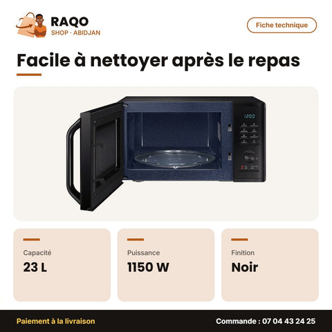 Four à Micro-Ondes Samsung 23L-1150W – Noir – Quick Defrost – 230V-50HZ | MS23K3515AK/EF