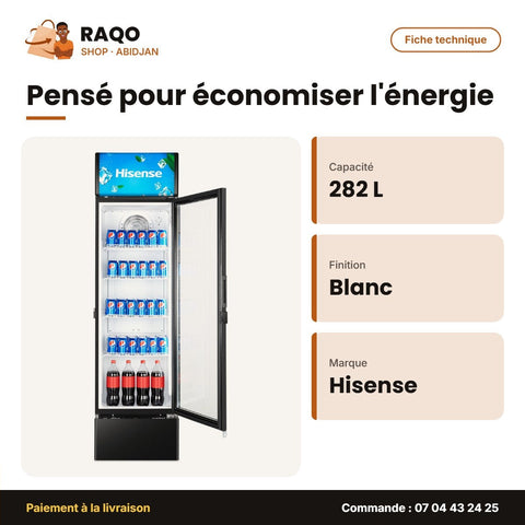Refroidisseur Hisense – Vitré-Contour Blanc – 282 L | FL-37FC