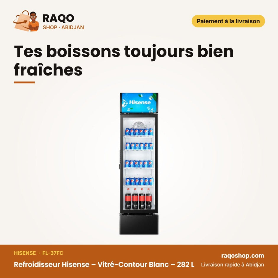 Refroidisseur Hisense – Vitré-Contour Blanc – 282 L | FL-37FC