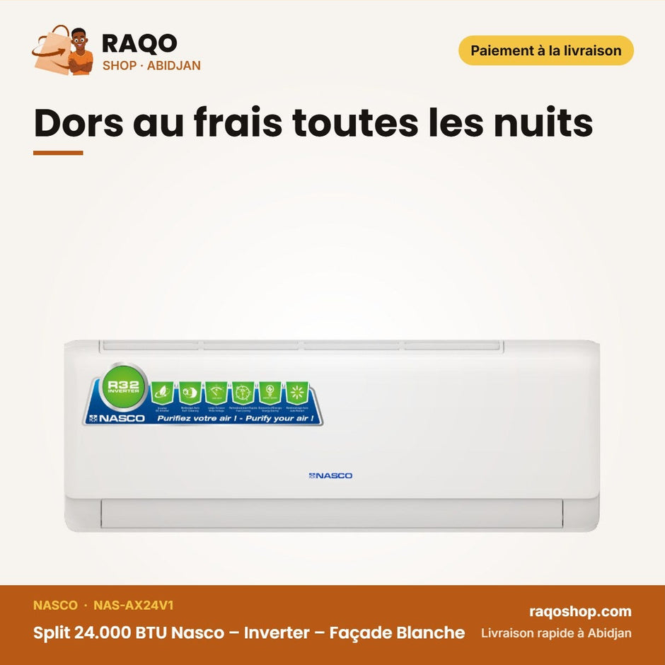 Split 24.000 BTU Nasco – Inverter – Façade Blanche | NAS-AX24V1