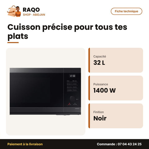 Four à Micro-Ondes 32L Samsung – Grill – 1400W – Noir-Inox | MG32DG4524AGE1