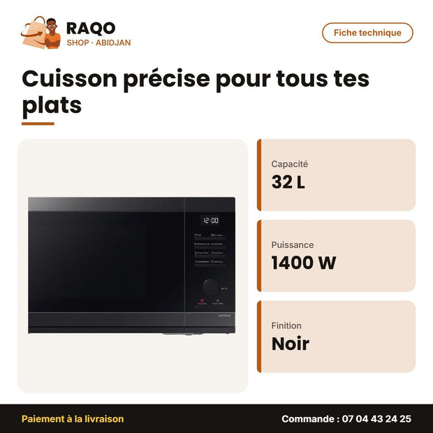 Four à Micro-Ondes 32L Samsung – Grill – 1400W – Noir-Inox | MG32DG4524AGE1