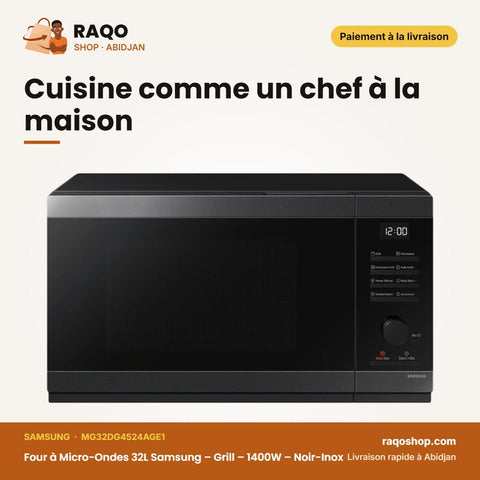 Four à Micro-Ondes 32L Samsung – Grill – 1400W – Noir-Inox | MG32DG4524AGE1