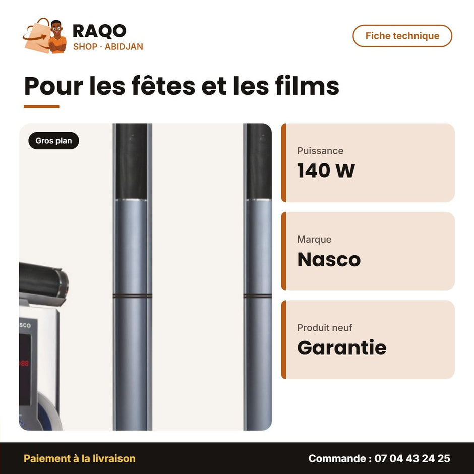 Home Cinema 5.1CH Nasco – 140W – Caisson de BASSE+10WX5 Haut-Parl – Telec. | NAS-HT5.1-N5330