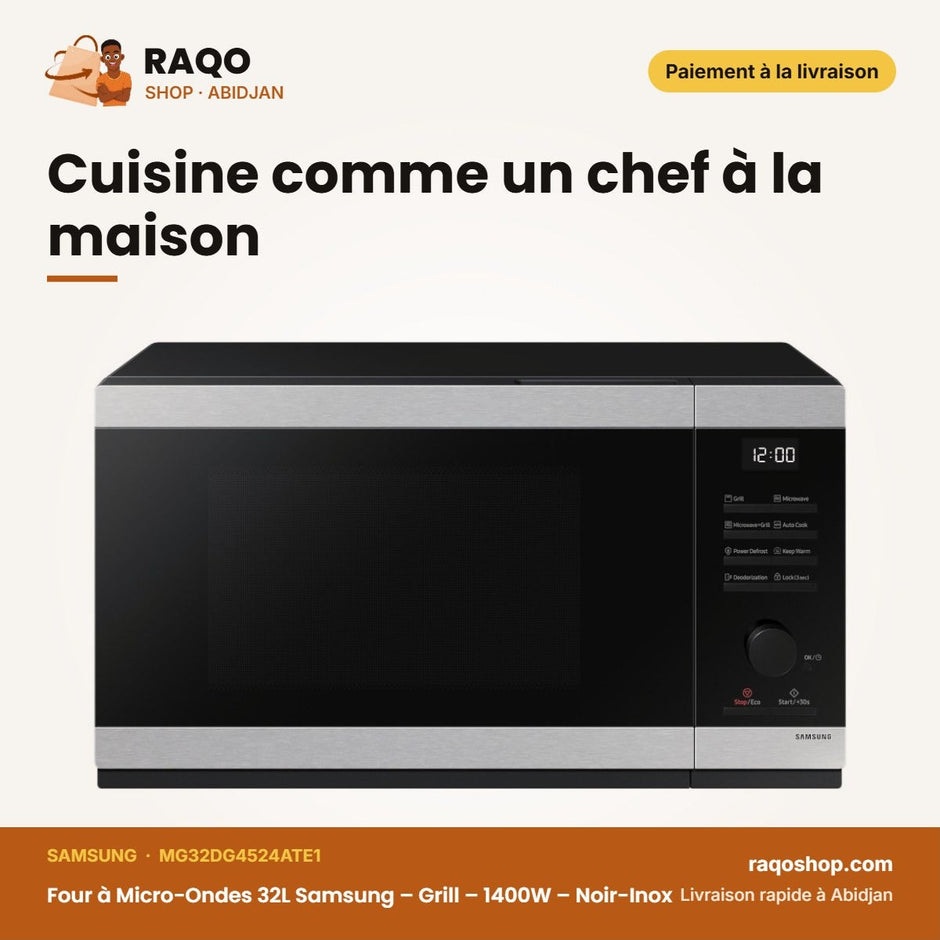 Four à Micro-Ondes 32L Samsung – Grill – 1400W – Noir-Inox | MG32DG4524ATE1