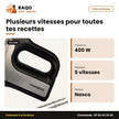 Batteur Électrique Nasco – 5 Vitesses – Corps en Plastique – 400 W | HM9118-GS