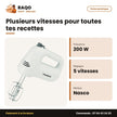 Batteur Électrique Nasco – 5 Vitesses – Corps en Plastique – 200W | HM9122-GS