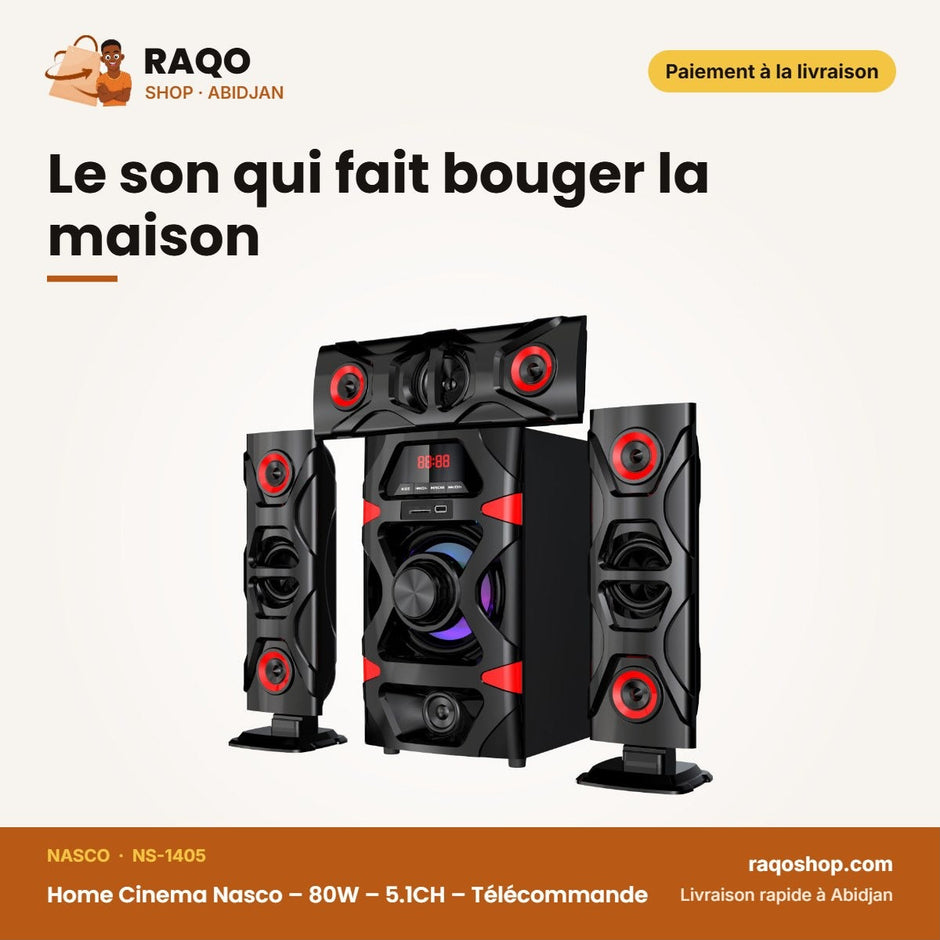 Home Cinema Nasco – 80W – 5.1CH – Télécommande | NS-1405