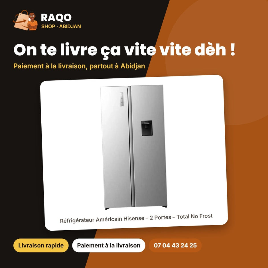 Réfrigérateur Américain Hisense – 2 Portes – Total No Frost – Distributeur D'eau | RS5P558NMSG
