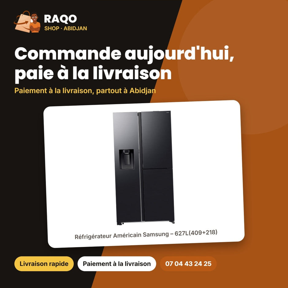 Réfrigérateur Américain Samsung – 627L(409+218) – 2 PORTES+1 Ouv. – Noir Metal | RS80F65G3FUT