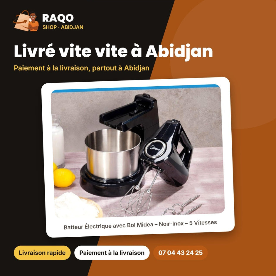 Batteur Électrique avec Bol Midea – Noir-Inox – 5 Vitesses – 400W | MIXER_HM0293A